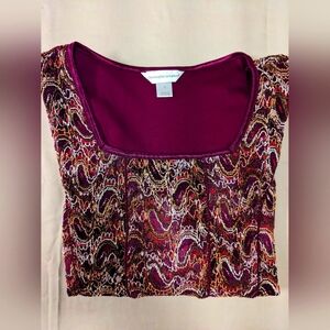 Christopher & Banks Crocheted Knit Paisley shirt- size small